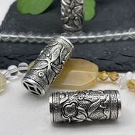 Long Barrel Beads Fish Play Lotus Flower Pattern Barrel Beads Hollow