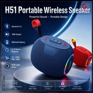 💖Ready Stocks💖H51 Wireless Bluetooth Speaker 5.4 RGB Light | 10W Powerful Bass | TF USB FM TWS | 180