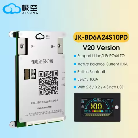 JKBMS JIKONG JK-BD6A24S10PD 100AH 8S-24S with 2.3/3.2/4.3 LCD Smart Active Balance Board Li-Ion Life