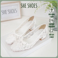 GIÀY CƯỚI MŨI VUÔNG REN HOA 3P - DAISY - GC03001