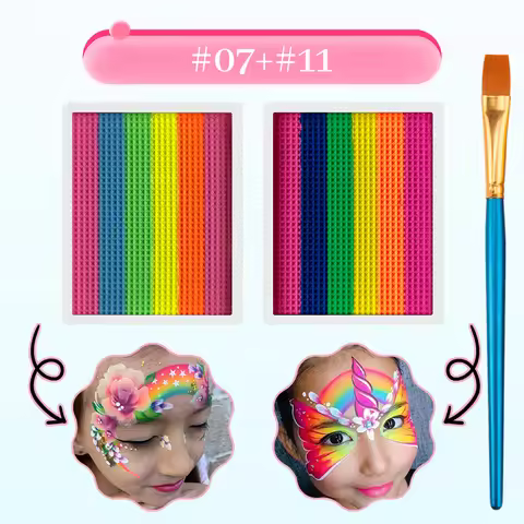 8g Water-Soluble Face & Body Paint Makeup Set,Rainbow Body Face Painting Kit With Brush,Face Paintin