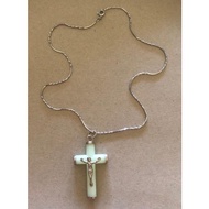 Corpus Cross Silver Color Chain Necklace Phosphor Color - F109