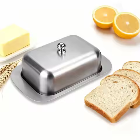 Stainless Steel Cheese Dish with Lid,Butter Cheese Storage Box,Butter Dish for Butter Stick,Multi-Pu