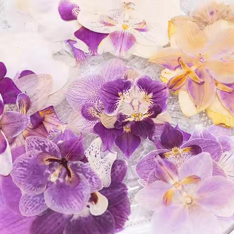 2PCS Set Orchid Phalaenopsis Pressed Flower for DIY Resin Mold Phone Case Making Natural Real Presse