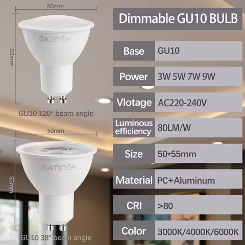 10pcs Dimmable LED GU10 Spot Light AC220V Energy Saving Dimming bulb 3W 5W 7W 9W Lighting can replac