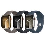 【Apple官方直送】【10個工作天出貨】 Apple Watch Series 9 (S9) GPS+行動網路 (45mm) 不鏽鋼錶框+運動錶帶
