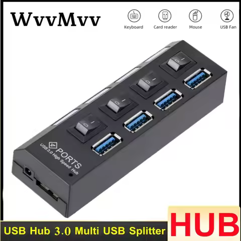 USB HUB USB Switch Hub 3.0 Adapter High Speed Multi 4/7 Ports Hub USB On Off Portable Splitter Expan