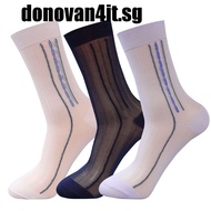 DONOVAN4IT Silk Socks Vintage Thin Loose Simple Endurable For Husbands Work For Fathers Solid Color 