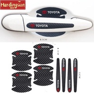 Hardingsun 8Pcs Carbon fiber Handle Protection Film Sticker For Toyota Wish Vios Unser Avanza Fortuner Innova Corolla Accessories