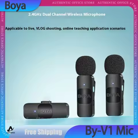 Boya By-V1 Lavalier Microphone 2.4g Wireless Clip-On Phone Mic Omnidirectional Mini 1 Or 2 Shoot Rec