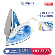 Simplus 1300W Iron Steam Garment Steamer Iron Non Stick Soleplate  Power 20g/min Steam Output GTJH00