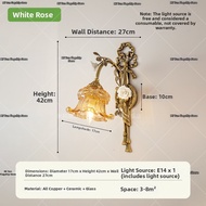 French Antique Eroded Bronze Rose Flower Wall Lamp
