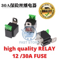 [Ready stock ] Quality 12V 30A On/Off Car 4-Pin Normally Open Contacts Fused Relay With Metal Bracke