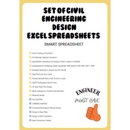 SET OF Civil Engineering  design excel Spreadsheets