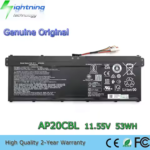 Genuine 11.55V 53Wh AP20CBL Notebook Battery for Acer Aspire 5 A515-45 Swift SF314 R5-5500U Chromebo