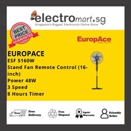 EuropAce ESF 5160W Stand Fan w Remote Control 16 inch