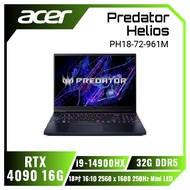 acer Predator Helios PH18-72-961M 宏碁14代掠奪者冷競特攻電競筆電/i9-14900HX/RTX4090 16G/16G+16G DDR5/1TB PCIe/18吋 16:10 2560 x 1600 250Hz Mini LED/W11