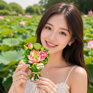 ✨Store Recommended✨Lotus Refrigerator Stickers Home Decorations Resin Embossed Three-Dimensional Ref