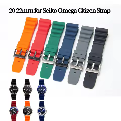 20mm 22mm Soft Rubber Bracelet Sport Waterproof Silicone Watchband For Seiko 5 Diver Omega Citizen W
