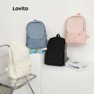 Lovito Stylish Backpack Women's Colorblock Double Strap Multi-pocket Backpack L41BA05 (White/Pink/Bl