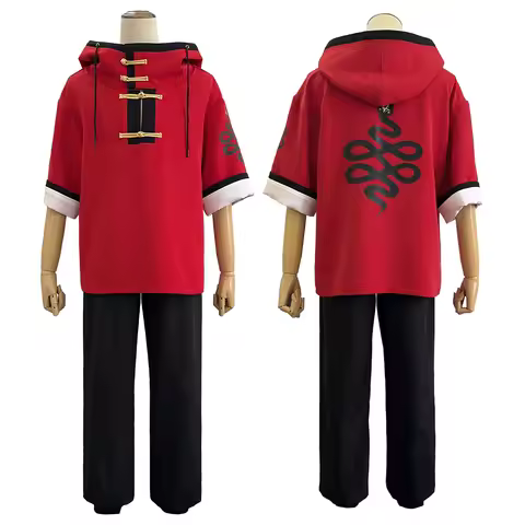 HOLOUN Gokurakugai Manga Anime Alma Cosplay Costume Wig Red Hoodie Black Pants Casual Daily Wearing 