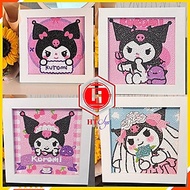 Tranh Đính Đá, COMBO 3 TRANH NGẪU NHIÊN, Tranh Đính Đá Tự Làm Kèm Khung 20x20cm, Quà Tặng Sinh Nhật 