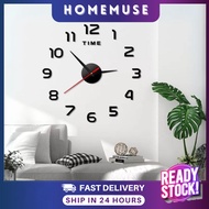 (DIY) 3D Wall Clock Home Decor Fashion Large | DIY Acrylic Wall Mirror Clock | Stiker Dinding Cermin