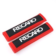 1Pair JDM Style RECARO Black/Red Cotton Auto Seat Belt Cover Shoulder Strap Pads for Universal Car Seat Belt