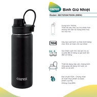 Bình Giữ Nhiệt Carez IBC725SK700N - Đen - 700ml Inox 304 Không chứa BPA - Giữ nóng đến 8 tiếng giữ l