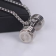 Dumbbell Necklace Titanium Steel Fitness Sports Dumbbell Hip Hop Tide20250925