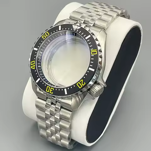 42mm NH35 SKX007 Watch Case Double Sapphire Glass Ceramic Bezel With Bracelet S Crown For NH35 NH36