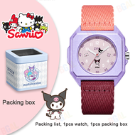 (34 มม.) แท้ 100% Sanrio นาฬิกาสำหรับเด็กหญิงเด็กชาย Kuromi ควอตซ์นาฬิกากันน้ำกันกระแทกของขวัญวันเกิดคริสต์มาสของขวัญ 2136