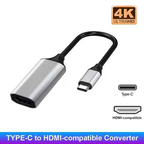 Type C to HDMI-compatible Cable USB C Converter HD 4K USB 3.1 Cable Adapter for MacBook Chromebook S