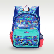 Australia smiggle original children's schoolbag boys blue dinosaur shoulder backpack Kawaii 3-7 years old modelling bag name card 14 inches