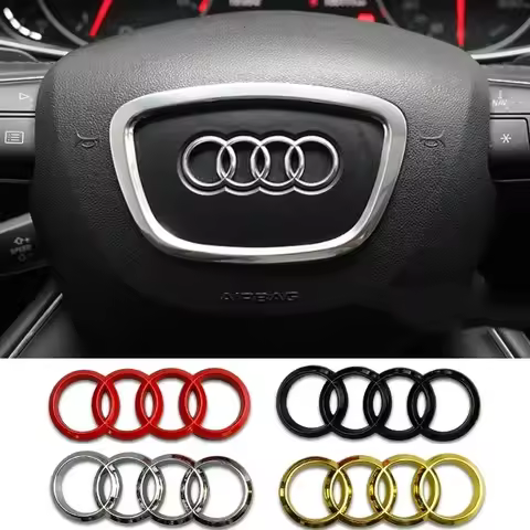 For Audi Alloy Car Steering Wheel Emblem Replaced Sticker A6 A6L A3 A4L A5 A7 A8L A1 Q6 Q7 Q8 TT S5 