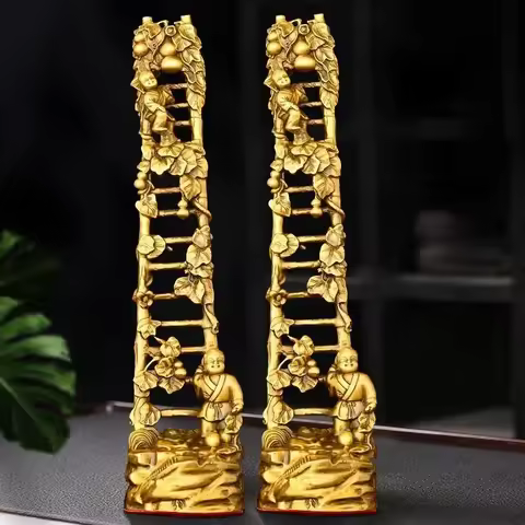 Lucky Copper Step Up Ornaments Ascending Ladder Bamboo Ladder Flat Step Home Living Room Decor