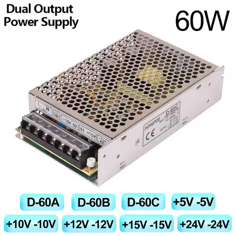 60W Dual Output 5V 10V 12V 15V 24V Power Supply D-60A 60B D-60C +12V -12V +15V -15V +5v -5v +24v -24