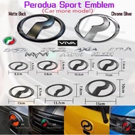1PC Perodua Viva Aruz Myvi Lagi Best Icon Alza Bezza Axia MYVI NEW Front & Rear Logo Emblem Flat Bla