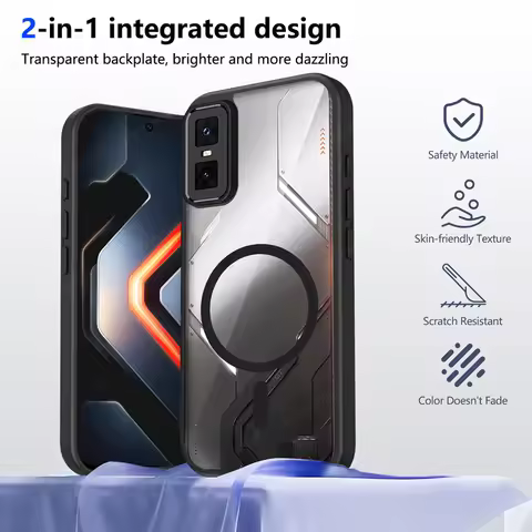 Magnetic Transparent Silicone Case For Infinix GT 30 Pro GT30 PRO 30PRO PC Back TPU Bumper Shockproo