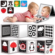 Black and White High Contrast Baby Books Flash Cards Tummy Time Mirror Toys Newborn Toys 0 6 Months 