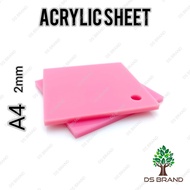 2mm A4 Acrylic Pink Sheet / A4 2mm Acrylic PINK colour