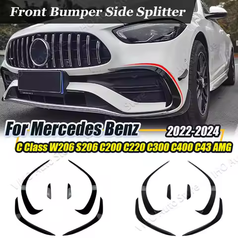 Car Front Fog Lamp Grill Sticker For Mercedes Benz C Class W206 S206 C200 C260 C300 C43 AMG 2022-202