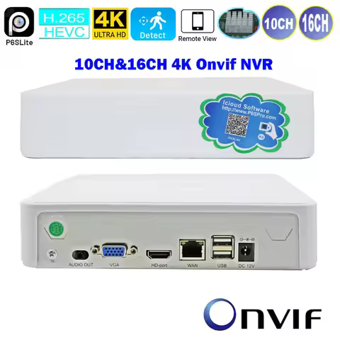 CCTV Nvr Recorder 8MP 10CH/16 channels 4K Network Video IP Support Onvif P2P For 5MP 4MP 1080P 720P 