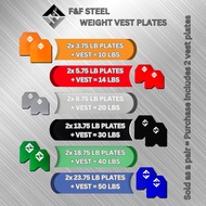 F&F Fitness Weight Vest Plates – Vest Weights Sold In A Pair - 10 LB, 14 LB, 20LB, 30LB, 40LB, & 50L