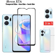 3in1 For Honor X7A Tempered Glass protective Honor X7A X8A X7 X8 X9 Screen Protector Honor X7A Camera Lens Protector Full Cover Screen Glass+lens film+Carbon fiber back film