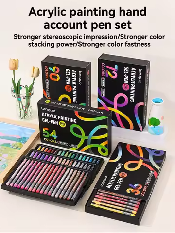 Blue Fruit Painting Special Acrylic 1.0mm Journal Pen Set Plus Colorful Fluorescent Gel Pen Graffiti