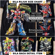 (Pit 17-25) Baju Power Rangers Fallout Mazinger Getter Mecha Robot Anime Manga Game Tshirt BLACK TIM