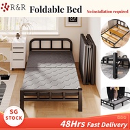 Foldable King Single Metal Bed Frame/Wooden Mattress Base/Portable Bedding/Folding Bed/Ready to use/Space-Saving