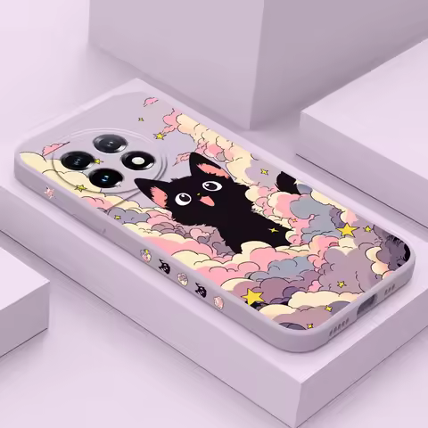 Cloud Colorful Cat Phone Case For Oneplus 12 12R 11 11R 10 10R 10T 9R 9RT 9 8T 8 7 7T Pro 5G Liquid 