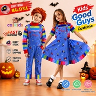 【READY STOCK 】Kids Chucky Costume Child's Play Cosplay Outfit Halloween Scary Stage Performance Cost